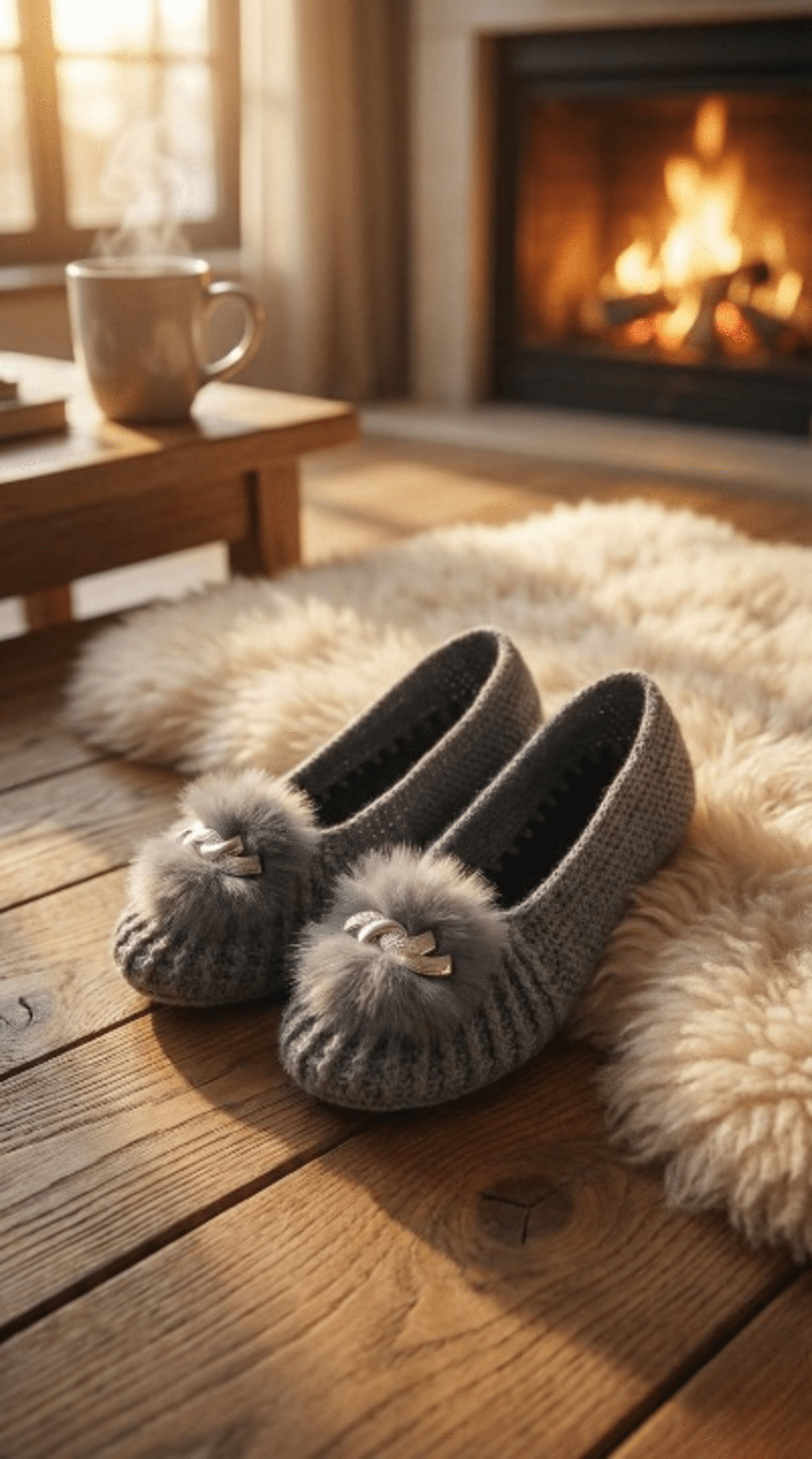 Gri Kristal Taşlı & Peluş Ponponlu Patik